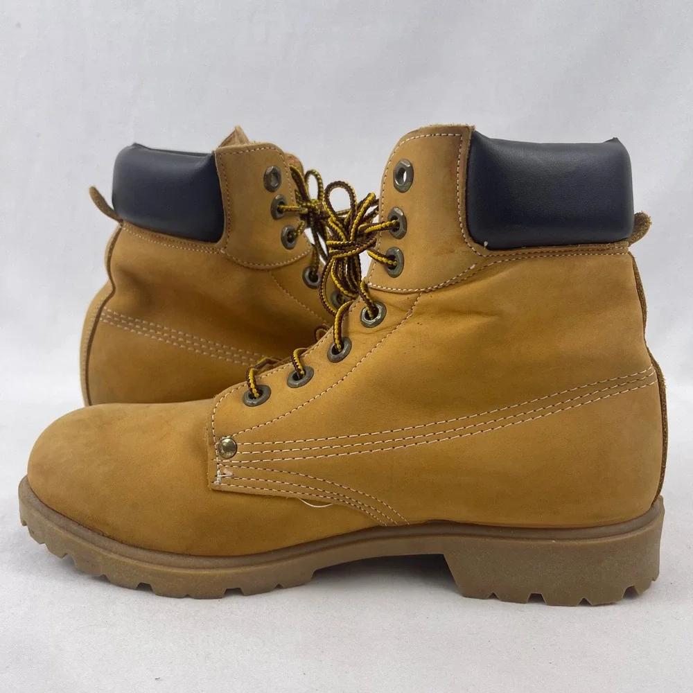 Country Boots‎ Work Boots Mens 7.5 D Wheat Leather Padded Collar Lug Sole